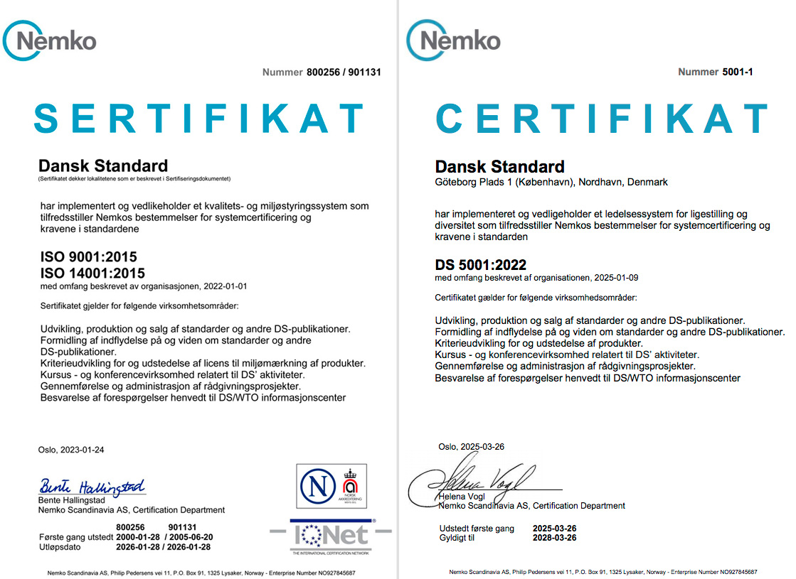Vores certificeringer Vores certificeringer