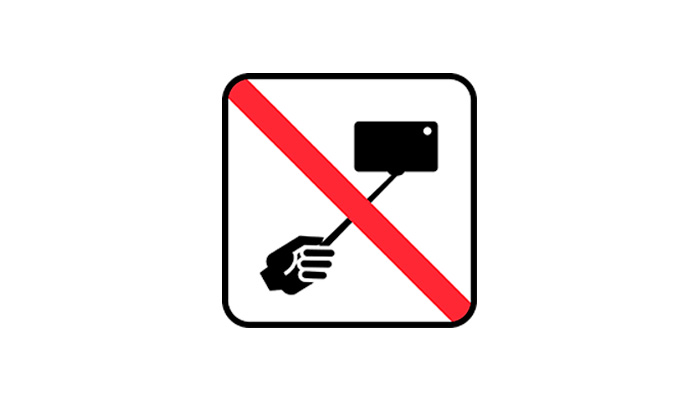 Selfiestang ikke tilladt – nu som piktogram Selfiestang ikke tilladt – nu som piktogram